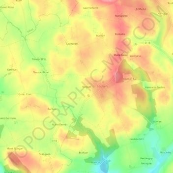 Mappa topografica Noguel, altitudine, rilievo
