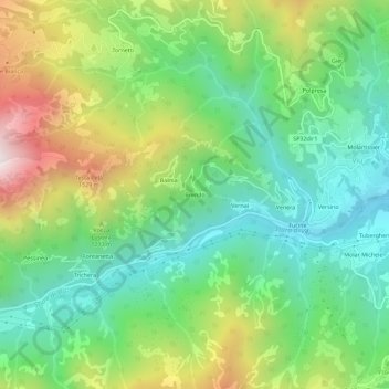 Mappa topografica Brendo, altitudine, rilievo