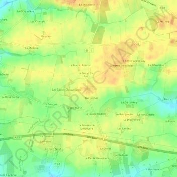 Mappa topografica La Chauvelière, altitudine, rilievo