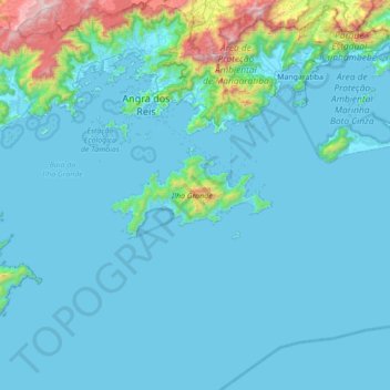 Mappa topografica Ilha Grande, altitudine, rilievo
