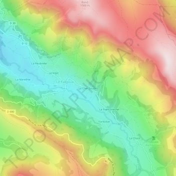 Mappa topografica Le Cher Soubro, altitudine, rilievo