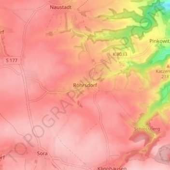 Mappa topografica Röhrsdorf, altitudine, rilievo