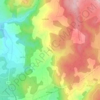 Mappa topografica Ferluc, altitudine, rilievo