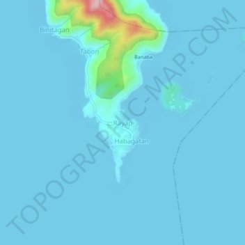 Mappa topografica Rayap, altitudine, rilievo