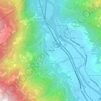 Mappa topografica Montellina, altitudine, rilievo