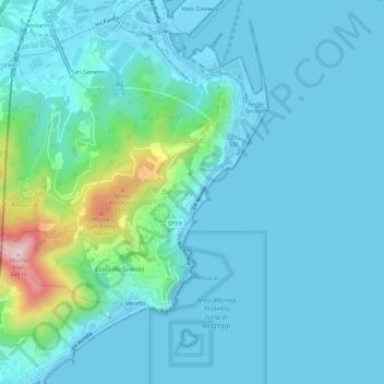 Mappa topografica Custo, altitudine, rilievo
