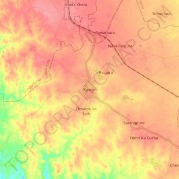 Mappa topografica Kanor, altitudine, rilievo