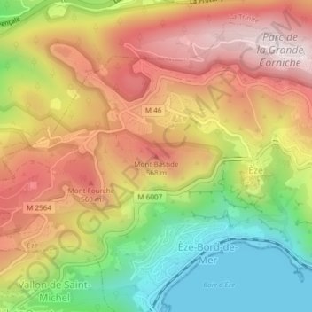 Mappa topografica Mont Bastide, altitudine, rilievo