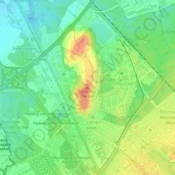 Mappa topografica Lehener Bergle, altitudine, rilievo