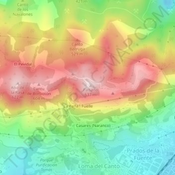 Mappa topografica Cristo del Naranco, altitudine, rilievo