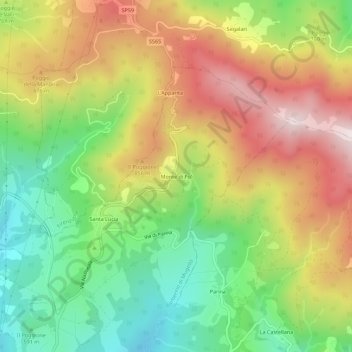 Mappa topografica Monte di Fo', altitudine, rilievo