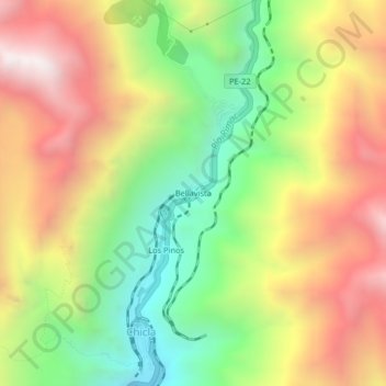 Mappa topografica Bellavista, altitudine, rilievo
