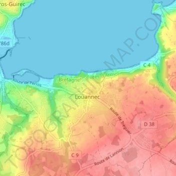 Mappa topografica Calouar Bian, altitudine, rilievo