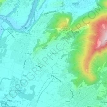 Mappa topografica Carretto, altitudine, rilievo