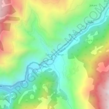 Mappa topografica Taknaur Renge, altitudine, rilievo