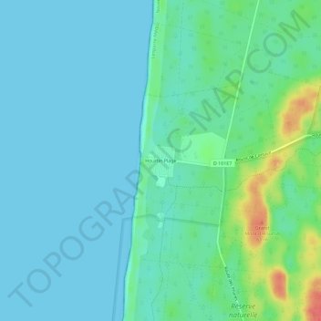 Mappa topografica Hourtin Plage, altitudine, rilievo