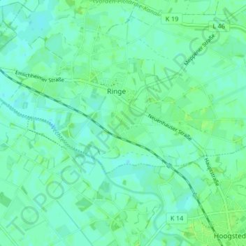 Mappa topografica Großringe, altitudine, rilievo