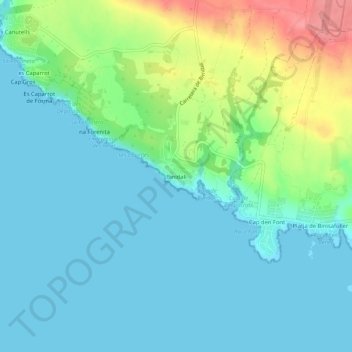 Mappa topografica Binidalí, altitudine, rilievo