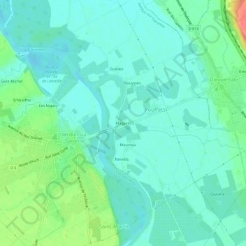 Mappa topografica Magasin, altitudine, rilievo