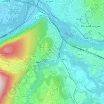 Mappa topografica Mornex, altitudine, rilievo