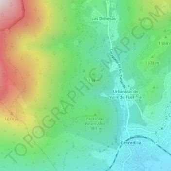 Mappa topografica Los Helechos, altitudine, rilievo