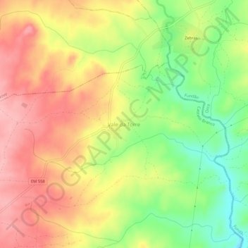 Mappa topografica Vale da Torre, altitudine, rilievo