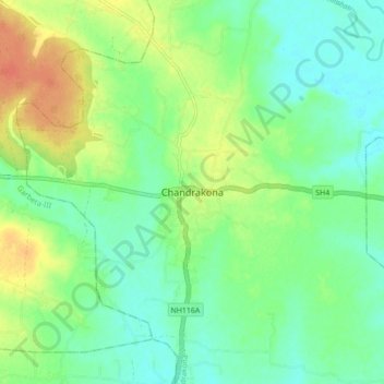 Mappa topografica Chandrakona, altitudine, rilievo