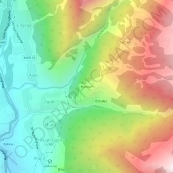Mappa topografica Hamtah, altitudine, rilievo
