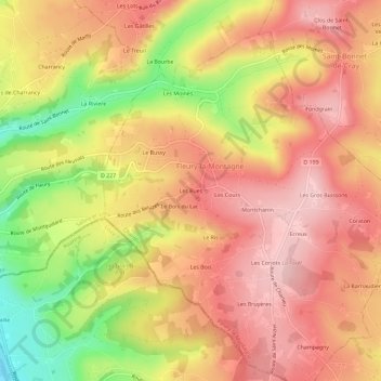 Mappa topografica Les Rues, altitudine, rilievo