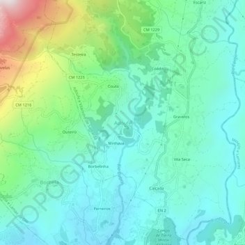 Mappa topografica Adoufe, altitudine, rilievo