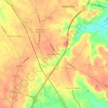 Mappa topografica Costa do Valado, altitudine, rilievo