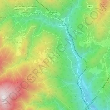 Mappa topografica Prà del Prete, altitudine, rilievo