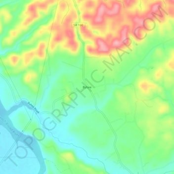 Mappa topografica Bybee, altitudine, rilievo
