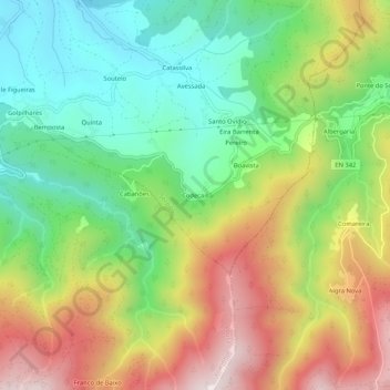 Mappa topografica Codecais, altitudine, rilievo