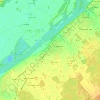 Mappa topografica Nouan-sur-Loire, altitudine, rilievo