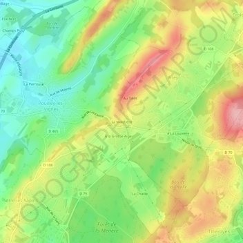Mappa topografica La Maletière, altitudine, rilievo