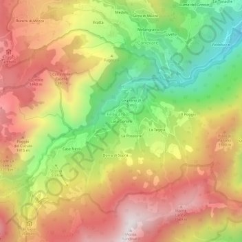 Mappa topografica Casa Corsini, altitudine, rilievo