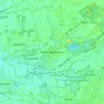 Mappa topografica Mantinghausen, altitudine, rilievo