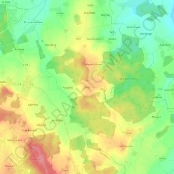 Mappa topografica Iring, altitudine, rilievo