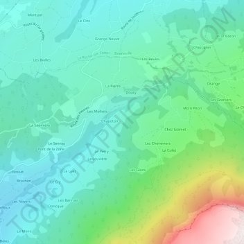 Mappa topografica La Croze, altitudine, rilievo
