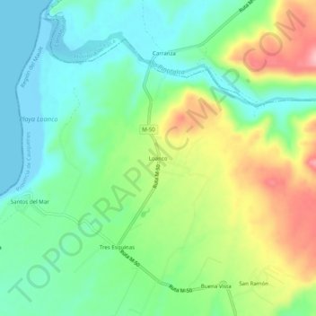 Mappa topografica Loanco, altitudine, rilievo