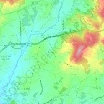 Mappa topografica Ruivães, altitudine, rilievo