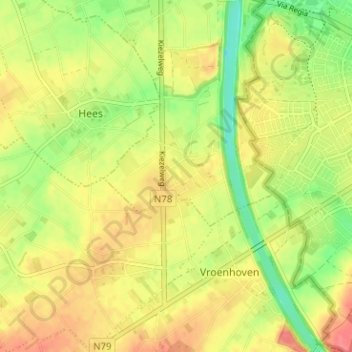 Mappa topografica Kesselt, altitudine, rilievo
