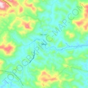 Mappa topografica Miraí, altitudine, rilievo
