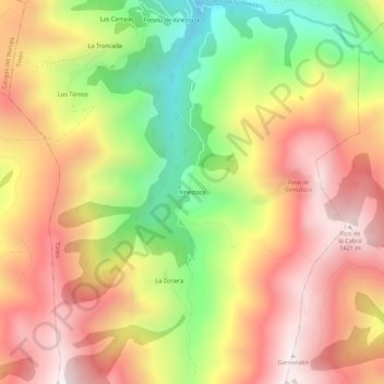 Mappa topografica Genestaza, altitudine, rilievo