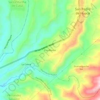 Mappa topografica Paja Blanca, altitudine, rilievo
