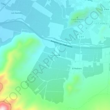 Mappa topografica San Vicente, altitudine, rilievo