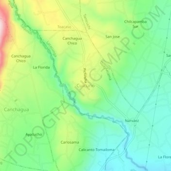 Mappa topografica Cuicuno, altitudine, rilievo