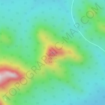 Mappa topografica Mount Hassell, altitudine, rilievo