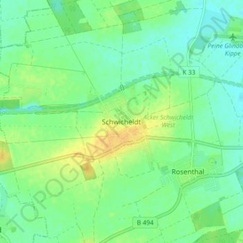 Mappa topografica Schwicheldt, altitudine, rilievo